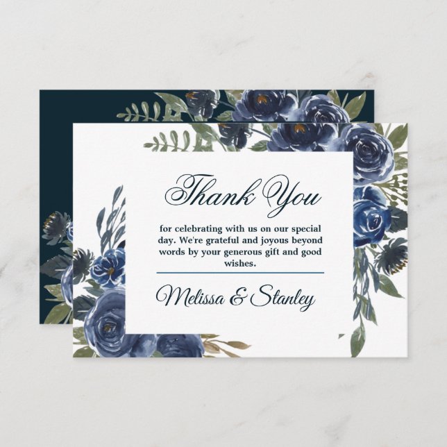 Blauer Eukalyptus floral Dankeskarte (Vorne/Hinten)