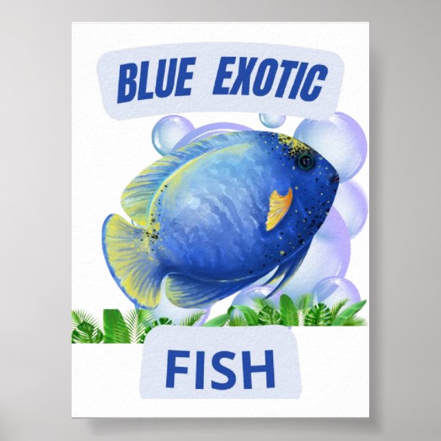 Blauer exotischer Fisch – Hypnotischer Ozean-Glow- Poster (Vorne)