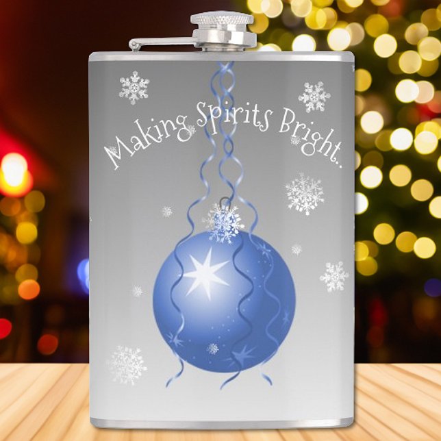 Blauer Extravaganter Weihnachtsgeschmack Flachmann (Blue Fancy Christmas Ornament Flask)