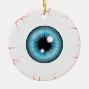 Blauer Eyeball mit Individuelle Name Happy Hallowe Keramik Ornament