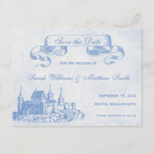 Blauer Fairytale, der Save the Date Postkarte