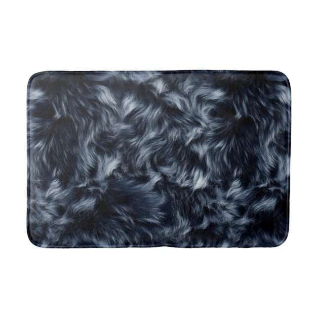 Blauer Fake Fur Badematte (Vorderseite)