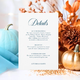 Blauer Fall bei Hochzeiten der Liebe | Details Begleitkarte