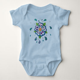 Blauer Fantasiegarten Blume wachsen Baby Strampler