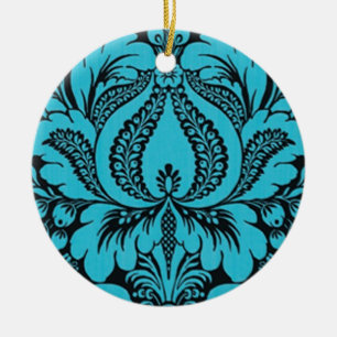 Blauer Fantasy-Blumenzauber Keramik Ornament