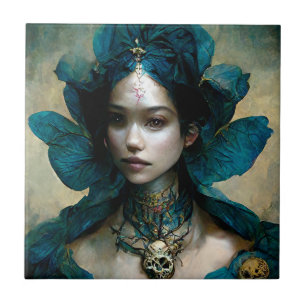 Blauer Fantasy-Keramik Fliese