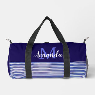 Blauer Farbblock mit blauen und weißen Streifen Duffle Bag