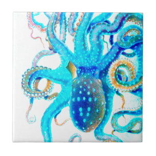 Blauer farbenfroher Oktopus Fliese
