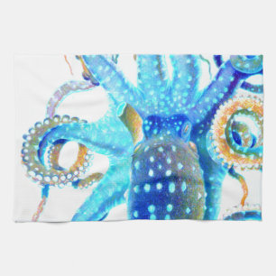 Blauer farbenfroher Oktopus Geschirrtuch