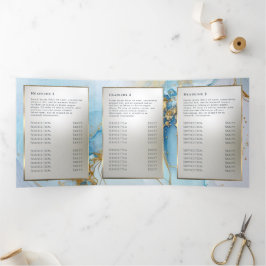 Blauer Farbmarmor-Dreifach-Broschüre Dreifach Gefaltete Karte