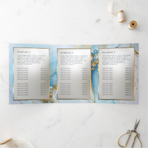 Blauer Farbmarmor-Dreifach-Broschüre Dreifach Gefaltete Karte