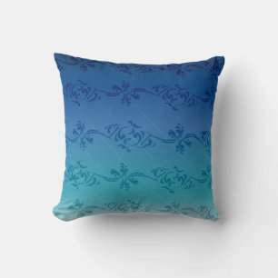 Blauer Farbverlauf gestreifter Blumenblatt-Muster Kissen