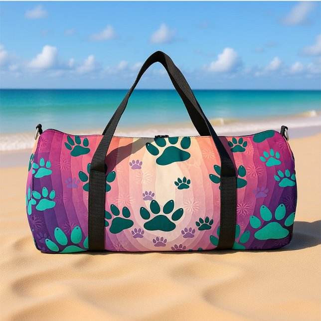 Blauer Farbverlauf Pfotenabdruck  Duffle Bag (Von Creator hochgeladen)
