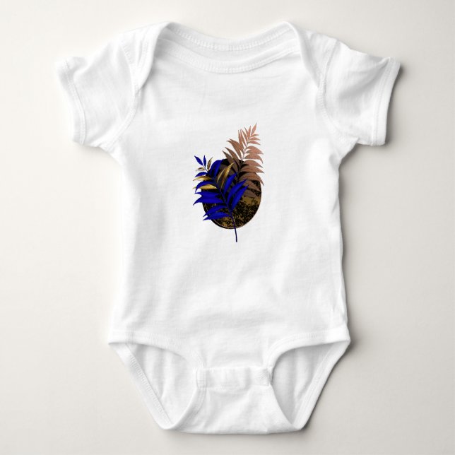 Blauer Farn im schwarzen Kreis Baby Strampler (Vorderseite)
