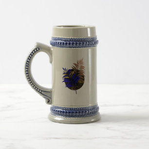 Blauer Farn im schwarzen Kreis Bierglas