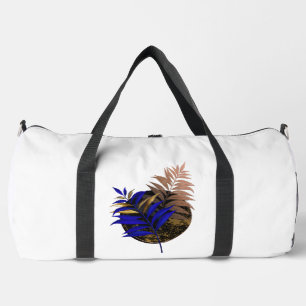 Blauer Farn im schwarzen Kreis Duffle Bag