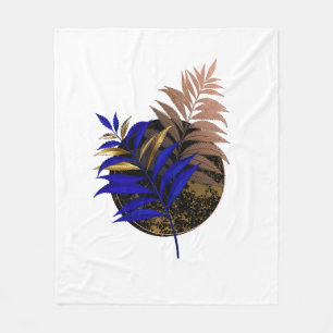 Blauer Farn im schwarzen Kreis Fleecedecke