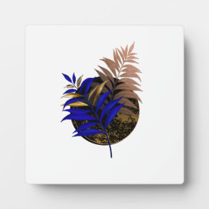 Blauer Farn im schwarzen Kreis Fotoplatte