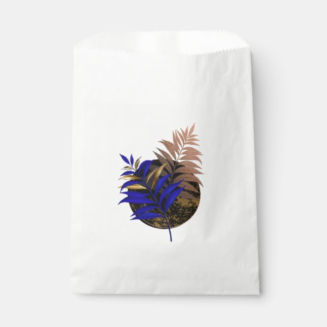 Blauer Farn im schwarzen Kreis Geschenktütchen (Vorderseite)
