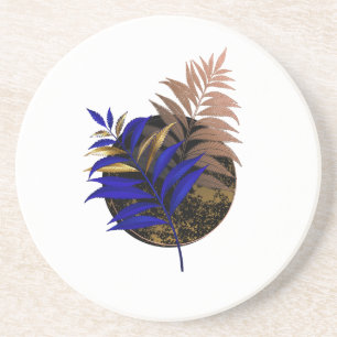 Blauer Farn im schwarzen Kreis Getränkeuntersetzer