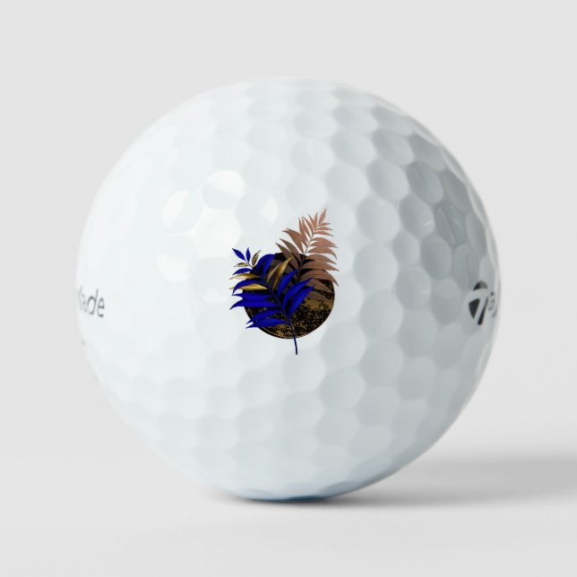 Blauer Farn im schwarzen Kreis Golfball (Vorderseite)