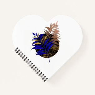 Blauer Farn im schwarzen Kreis Notizbuch