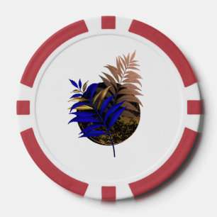Blauer Farn im schwarzen Kreis Pokerchips