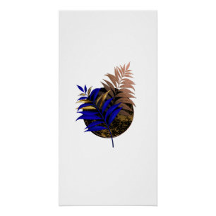 Blauer Farn im schwarzen Kreis Poster