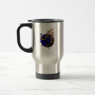 Blauer Farn im schwarzen Kreis Reisebecher