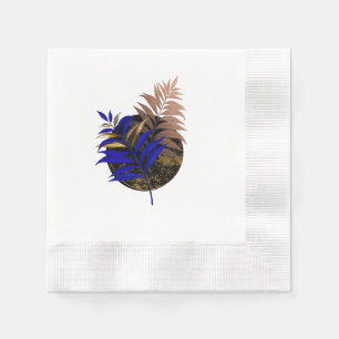 Blauer Farn im schwarzen Kreis Serviette