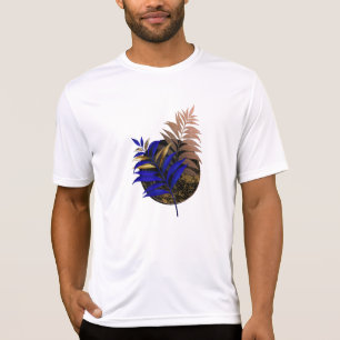 Blauer Farn im schwarzen Kreis T-Shirt