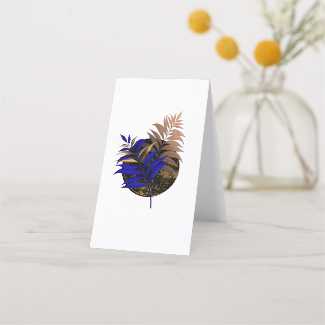 Blauer Farn im schwarzen Kreis Treuekarte (Rückseite)