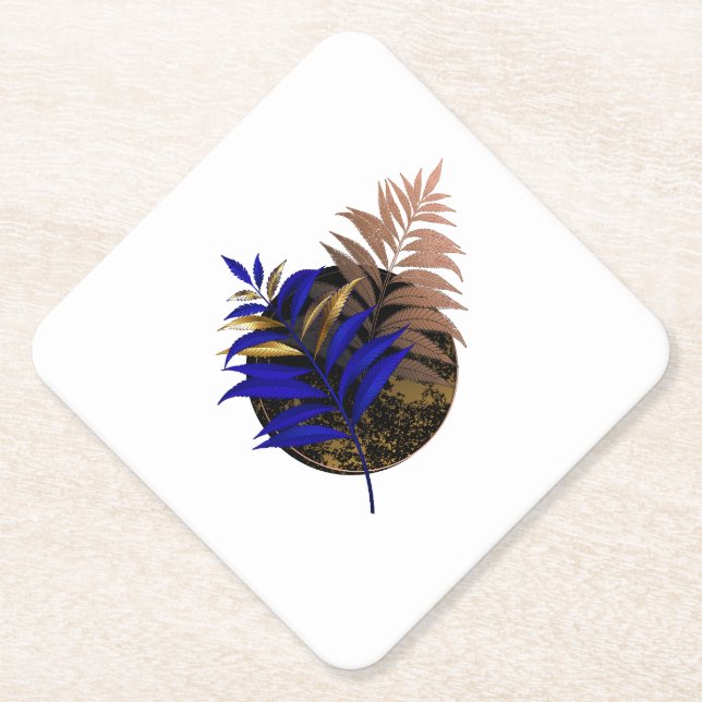 Blauer Farn im schwarzen Kreis Untersetzer (Vorderseite)