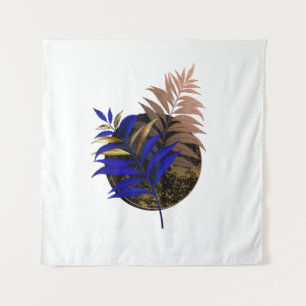 Blauer Farn im schwarzen Kreis Wandteppich