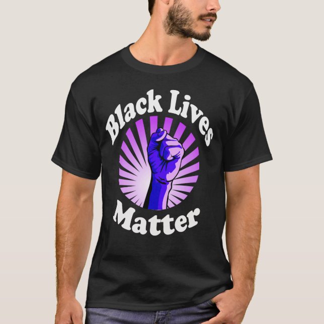 Blauer Faust Schwarzes Leben Materie BLM T-Shirt (Vorderseite)