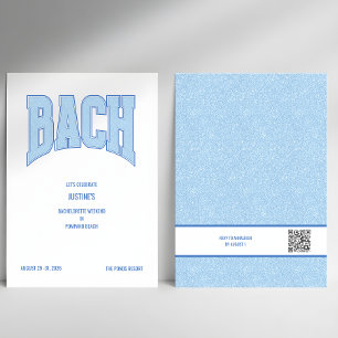 Blauer Faux-Glitter BACH Junggesellinnenabschied  Einladung
