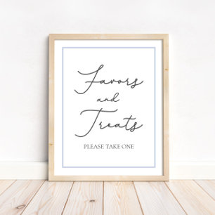 Blauer Favorit und Leckerei Babyduschtenschild Poster