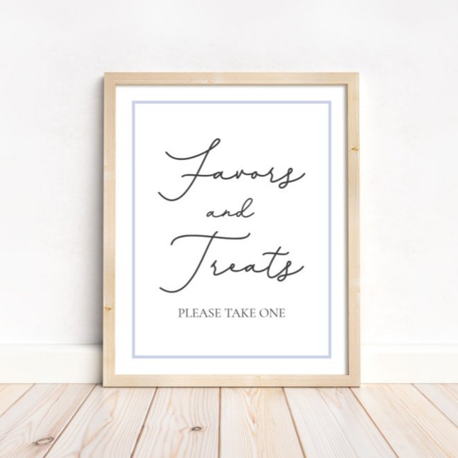 Blauer Favorit und Leckerei Babyduschtenschild Poster (Von Creator hochgeladen)