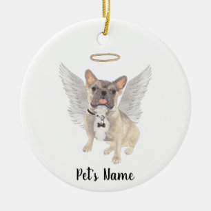 Blauer Fawn Dreifarben-Frenchie-Sympathie-Gedenkke Keramik Ornament