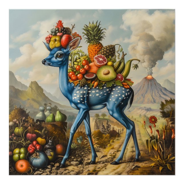 Blauer Fawnicornucopie Fotodruck (Vorne)