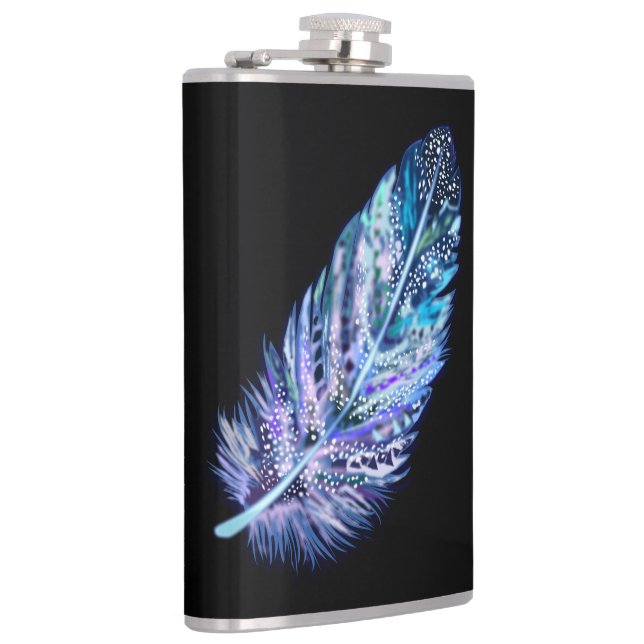 Blauer Federkolben - Farben auswählen Flachmann (Rechts)