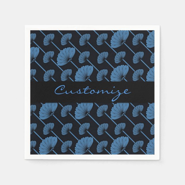 Blauer Federlüfter Muster Napkins Serviette (Vorderseite)