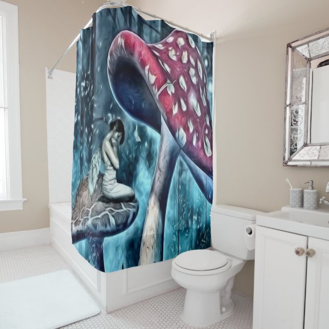Blauer feenhafter Duschvorhang (Beispiel)