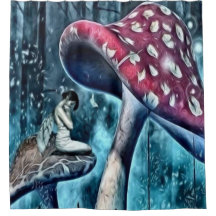 Blauer feenhafter Duschvorhang