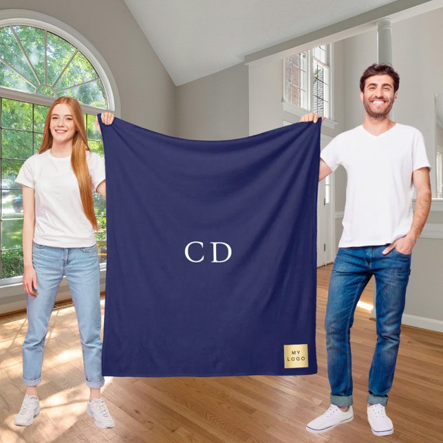 Blauer Firmenlogo - Geschenk für ein Unternehmen Fleecedecke (Von Creator hochgeladen)