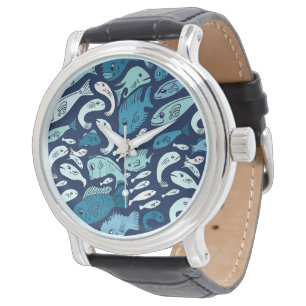 Blauer Fisch Armbanduhr