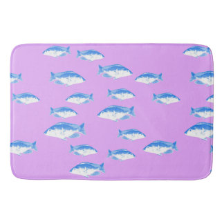 Blauer Fisch auf Flieder Badematte