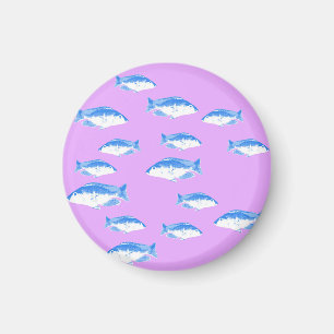 Blauer Fisch auf Flieder Magnet