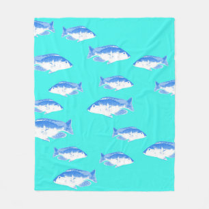 Blauer Fisch auf Türkis Fleecedecke