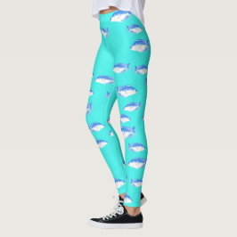 Blauer Fisch auf Türkis Leggings